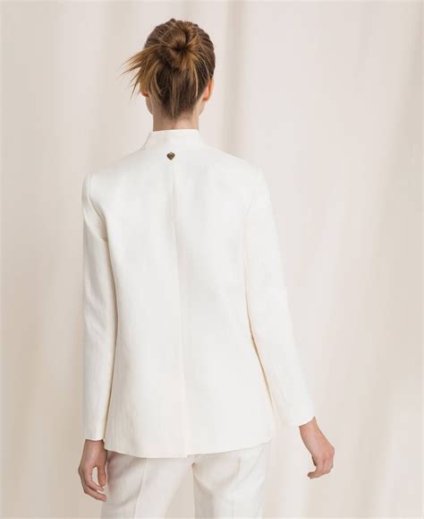 giacca lino bianca donna chanel